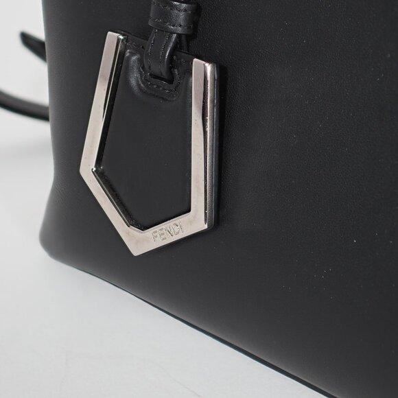 Fendi Petite 2Jours Black Leather Tote with Multicolor Dolce Studs - Picture 12 of 15
